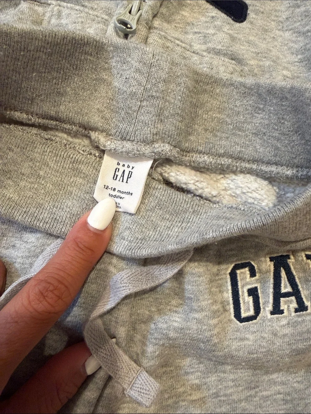 GAP Gray Hooded Zip Sweatshirt and Joggers Set with Navy Logo